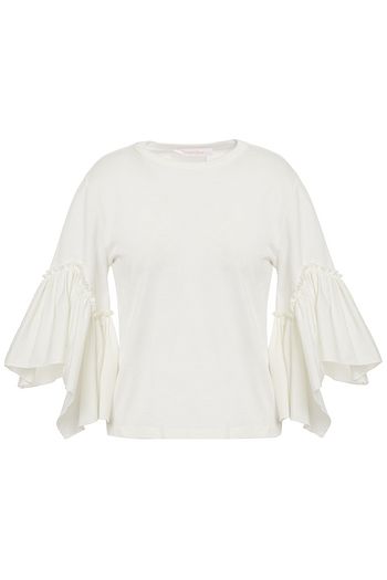 SEE BY CHLOÉ Ruffled poplin-paneled cotton-jersey top