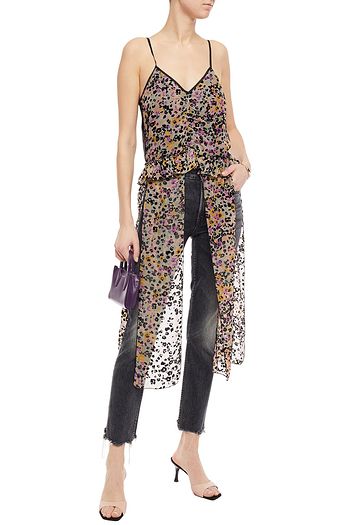 SEE BY CHLOÉ Crepe de chine-paneled printed devoré silk-chiffon camisole