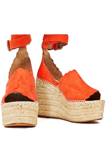 CHLOÉ Scalloped suede wedge sandals
