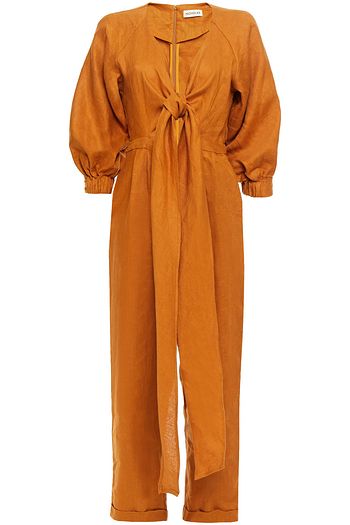 NICHOLAS Medina cropped tie-front linen jumpsuit