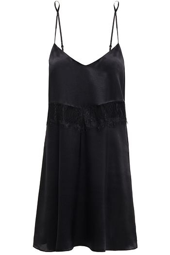 GINIA Corded lace-trimmed silk-satin chemise