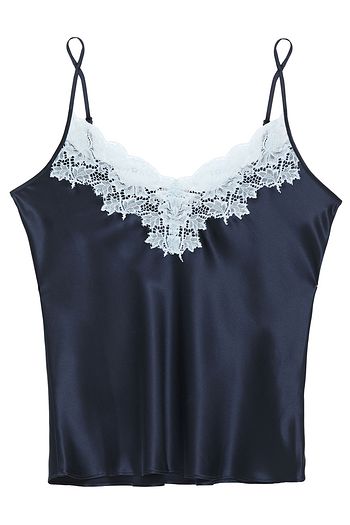 GINIA Lace-trimmed silk-satin camisole