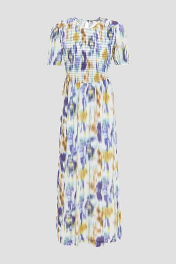 BAUM UND PFERDGARTEN Adamaris shirred printed crepe de chine midi dress