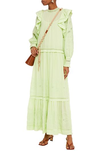 ULLA JOHNSON Ruffled embroidered cotton maxi dress