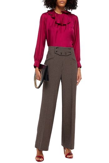 SANDRO Ruffled silk-twill top