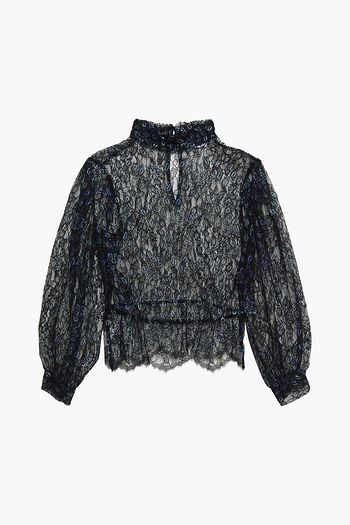 SANDRO Oberteil aus Spitze mit Metallic-Effekt