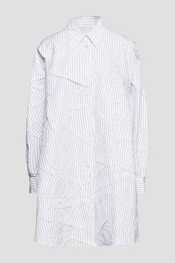 MM6 MAISON MARGIELA Hemdkleid aus Baumwollpopeline in Knitteroptik mit Streifen