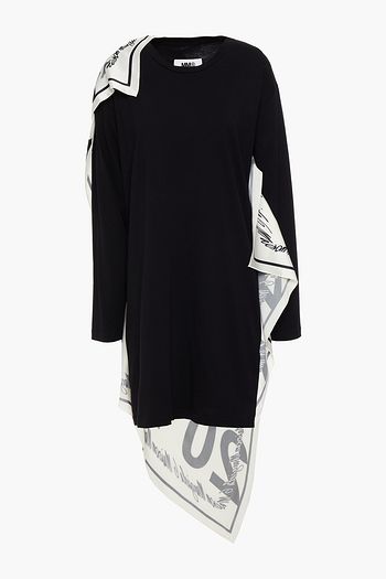 MM6 MAISON MARGIELA Printed satin-paneled cotton-jersey mini dress