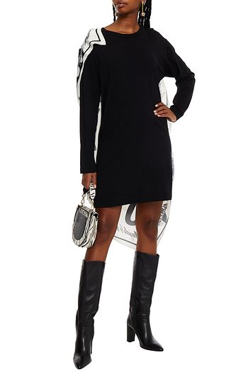 MM6 MAISON MARGIELA Printed satin-paneled cotton-jersey mini dress