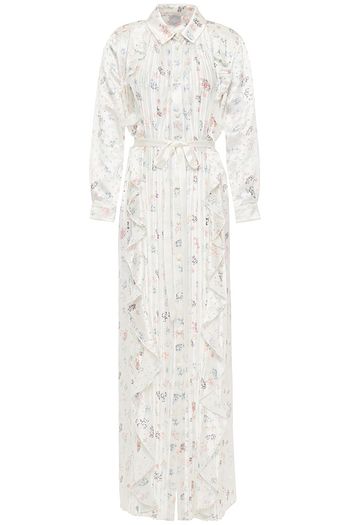 HUISHAN ZHANG Olabisi pleated printed satin maxi shirt dress