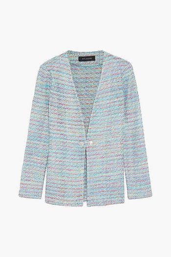 ST. JOHN Embellished metallic tweed jacket
