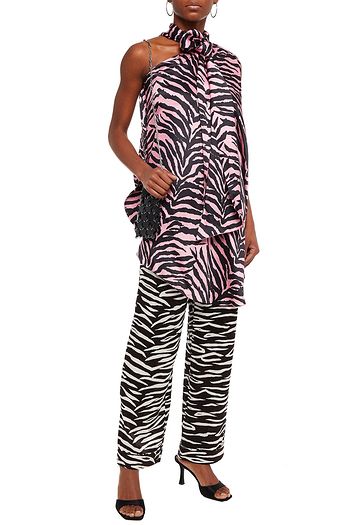 MM6 MAISON MARGIELA Convertible tie-neck zebra-print satin tunic