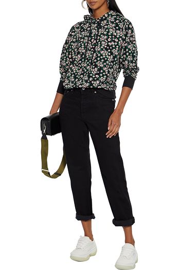 ALICE + OLIVIA Ronan cutout floral-print stretch-cotton jersey hoodie