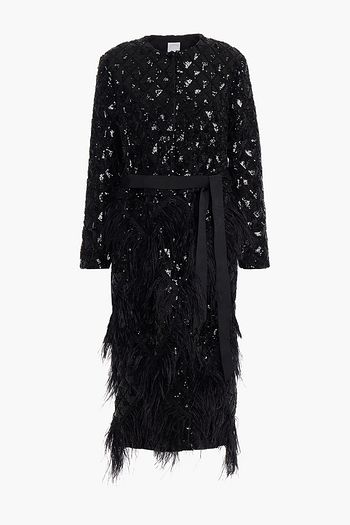 HUISHAN ZHANG Evie belted embellished tulle coat