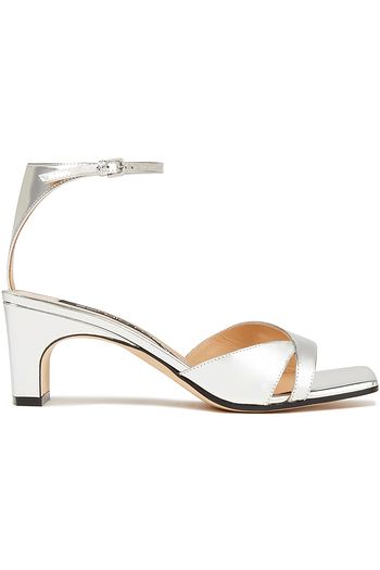SERGIO ROSSI Mirrored-leather sandals