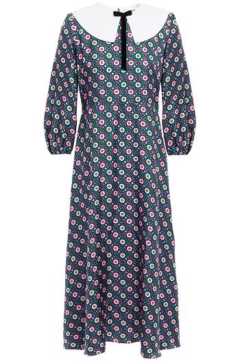 SANDRO x Clara Luciani poplin-paneled printed silk-twill midi dress