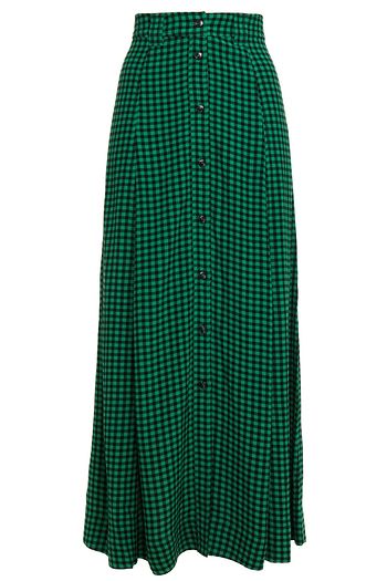 GANNI Gingham crepe maxi skirt