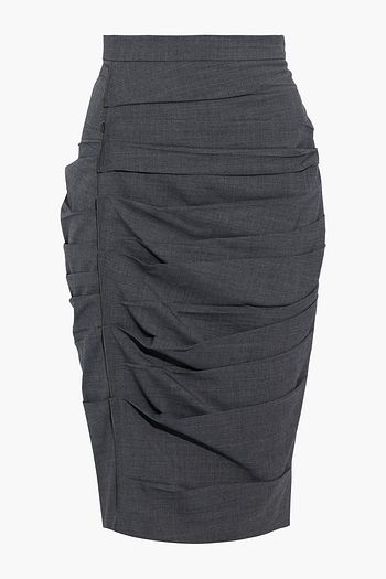 MAX MARA Calcina pleated wool-blend pencil skirt