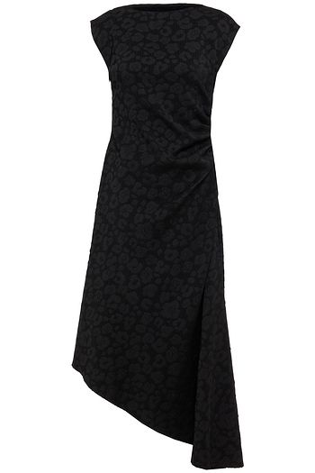 MM6 MAISON MARGIELA Asymmetrisches Midikleid aus Jacquard mit Leopardenmuster und Raffungen