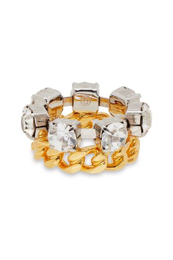 MM6 MAISON MARGIELA Gold and silver-tone crystal ring