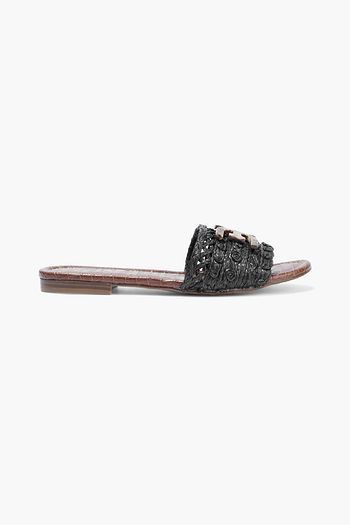 SAM EDELMAN Embellished faux raffia slides