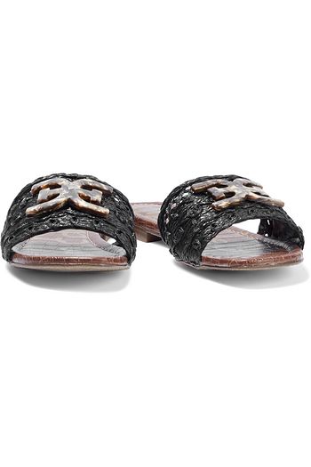 SAM EDELMAN Embellished faux raffia slides