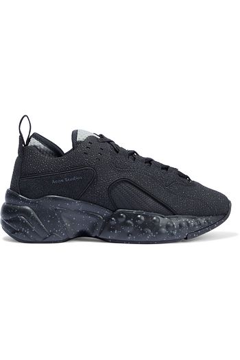 ACNE STUDIOS Manhattan Sneakers aus Mesh und Kunstleder mit Straußeneffekt