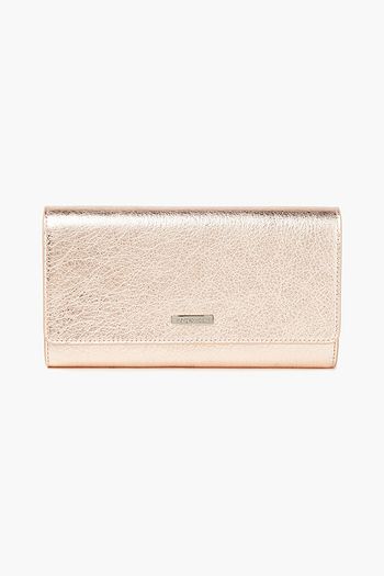 SERGIO ROSSI Continental Portemonnaie aus strukturiertem Metallic-Leder