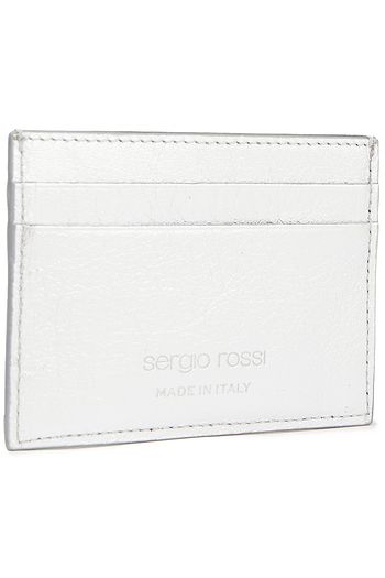 SERGIO ROSSI Kartenetui aus strukturiertem Metallic-Leder