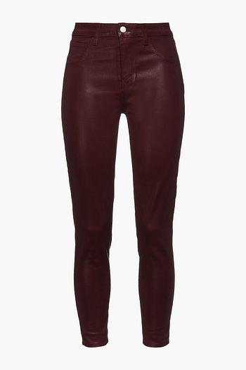 L'AGENCE ハイライズ クロップド コーティング スキニー ジーンズ