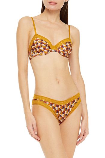 ERES Lace-trimmed printed silk-blend satin mid-rise briefs