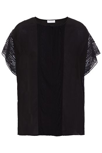 ERES Lace-trimmed silk crepe de chine pajama top