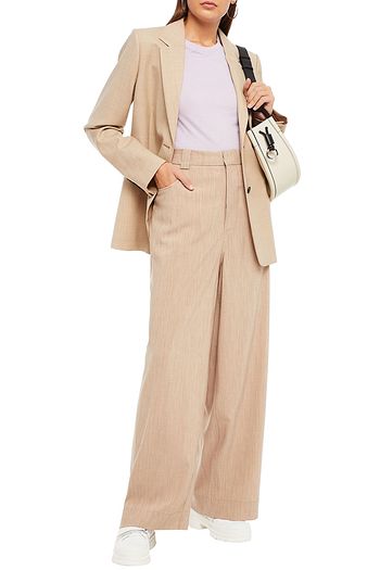 GANNI Melierte Hose mit weitem Bein aus Stretch-Crêpe