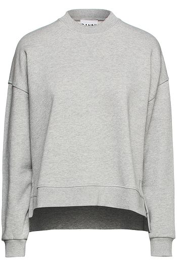 GANNI Mélange cotton-blend fleece sweatshirt