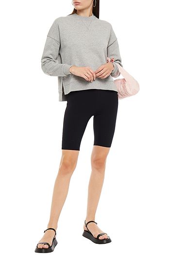 GANNI Mélange cotton-blend fleece sweatshirt
