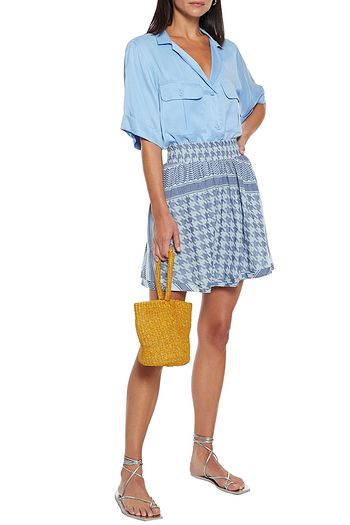 CECILIE COPENHAGEN Gathered cotton-jacquard mini skirt