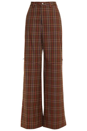 MM6 MAISON MARGIELA Hose mit weitem Bein aus Twill mit Glencheck-Muster und Reißverschlussdetails