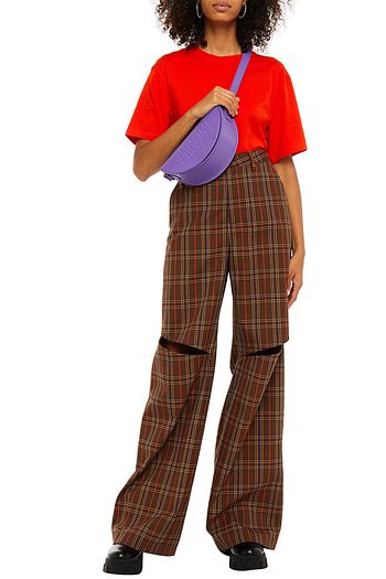 MM6 MAISON MARGIELA Hose mit weitem Bein aus Twill mit Glencheck-Muster und Reißverschlussdetails
