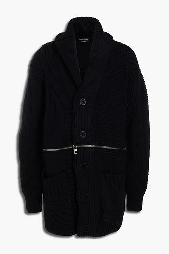 ALEXANDER MCQUEEN Zip-detailed cable-knit wool shawl-collar cardigan