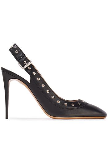 VALENTINO GARAVANI Eyelet-embellished leather slingback pumps