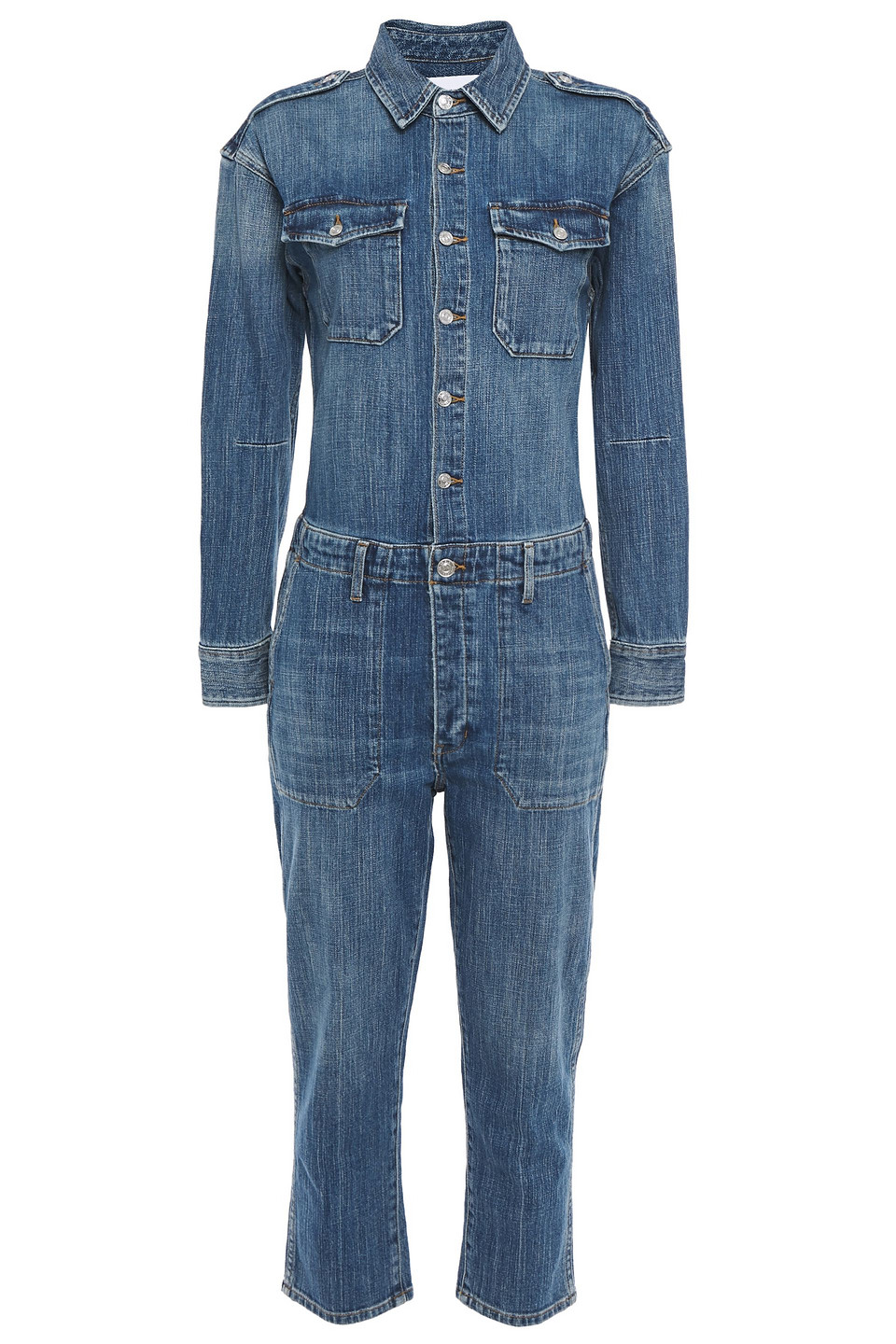 Woman The Crew Cropped Denim Jumpsuit Mid Denim