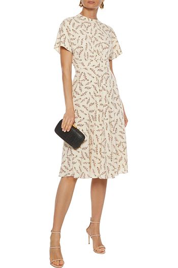 MIKAEL AGHAL Gathered floral-print crepe de chine dress