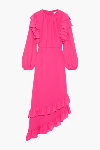 MIKAEL AGHAL Asymmetric ruffled crepe dress