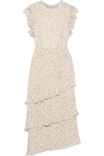 MIKAEL AGHAL Tiered floral-print chiffon midi dress