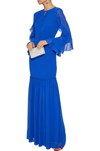 MIKAEL AGHAL Fluted ruffled chiffon gown