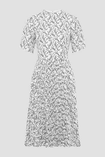 MIKAEL AGHAL Pleated floral-print crepe de chine dress