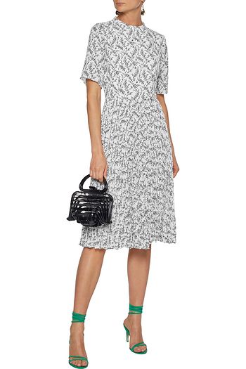 MIKAEL AGHAL Pleated floral-print crepe de chine dress