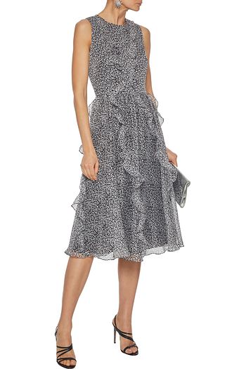 MIKAEL AGHAL Ruffled floral-print georgette dress