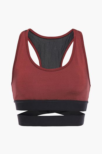 KORAL Romance mesh-paneled cutout stretch-satin sports bra