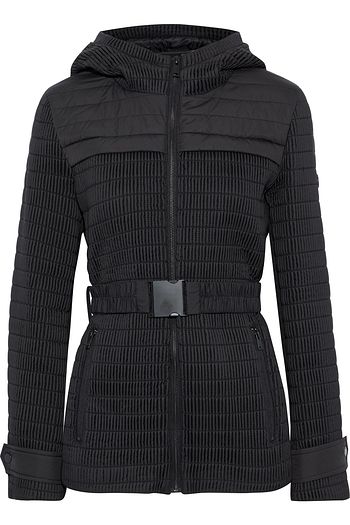 DKNY Scuba-paneled shirred shell hooded jacket